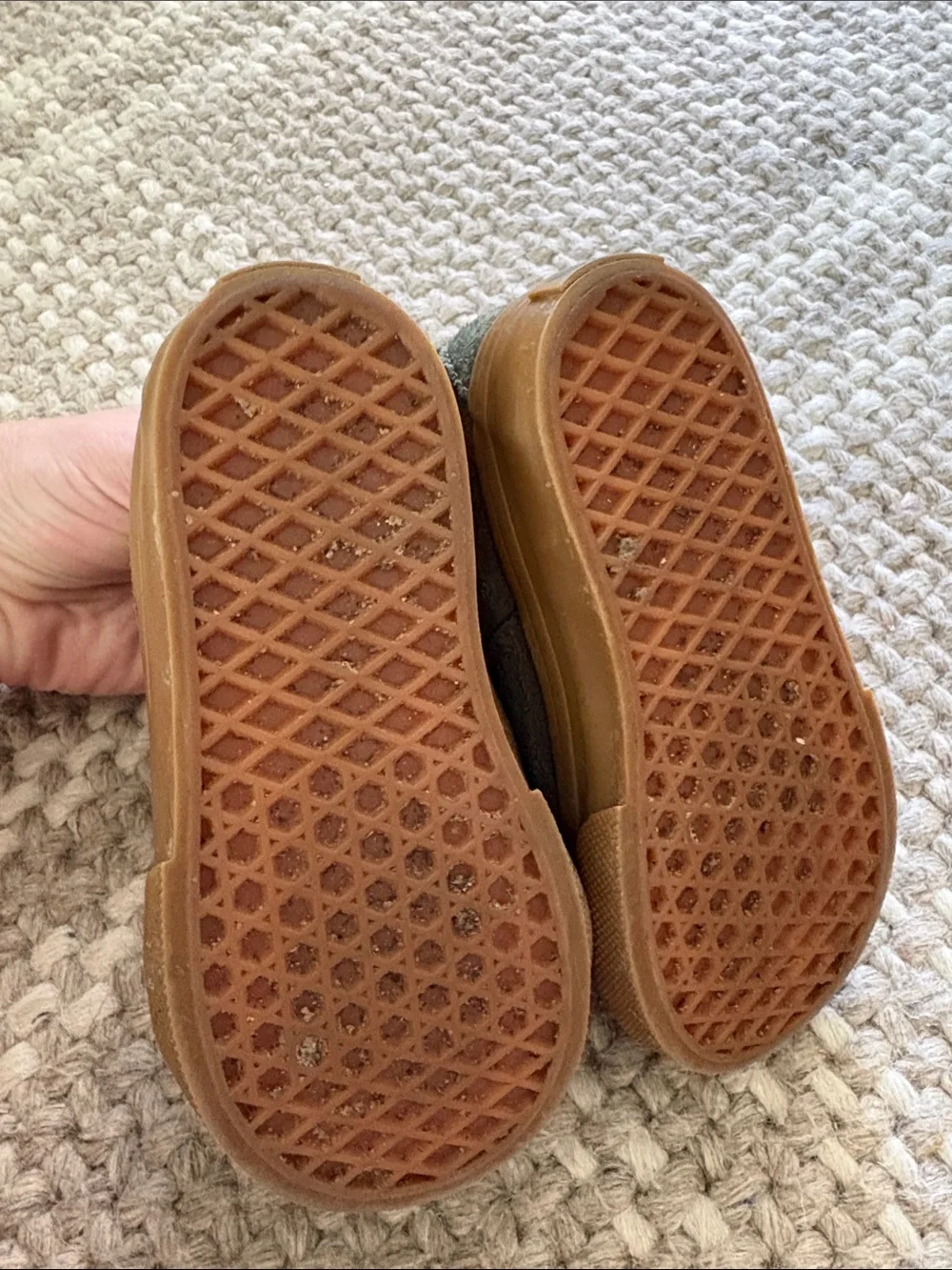 Vans Kids Olive Green Suede Sneakers with Brown Stripe